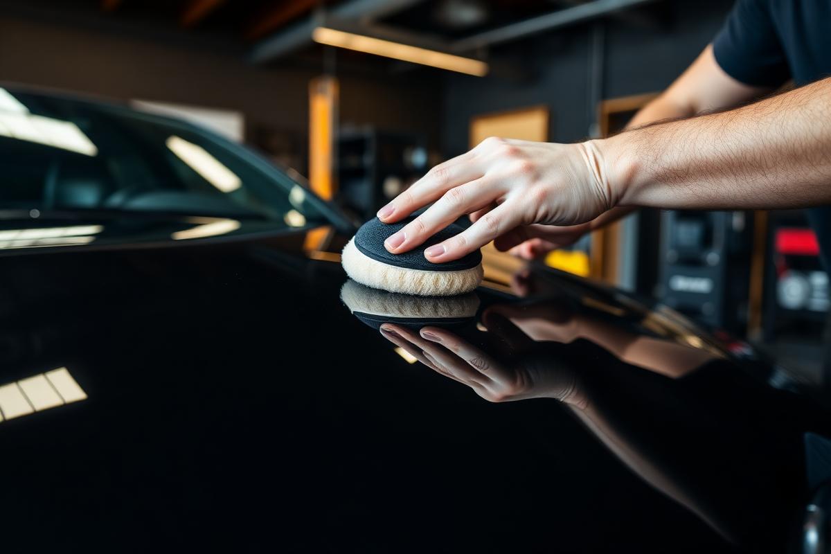 Detailer applying ceramic coating